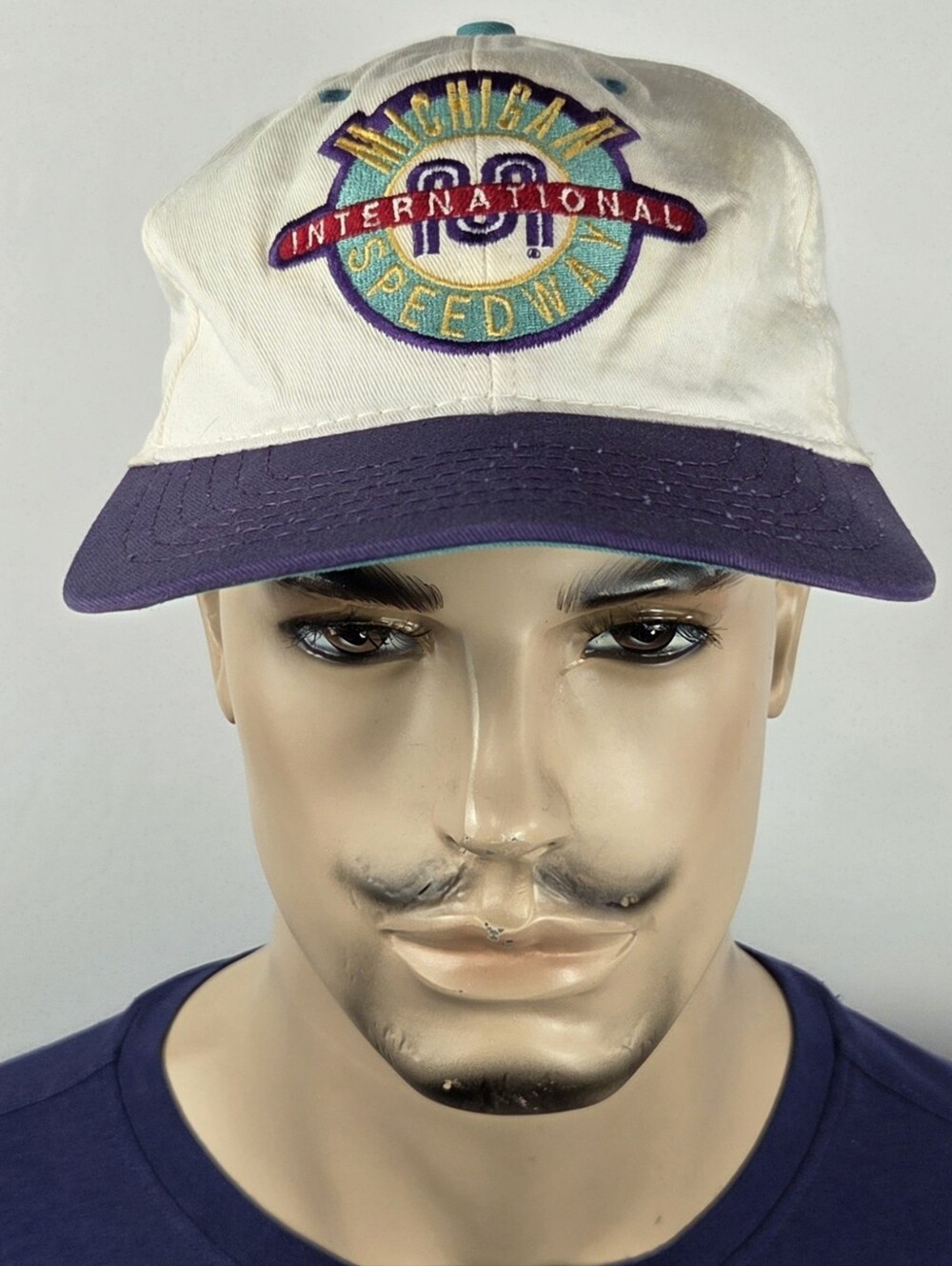 Vintage American Needle Michigan International Speedway Snapback Hat Purple 90s